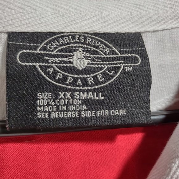 CHARLES RIVER APPAREL CLASSIC RUGBY RED WHITE HOODIE BAR HARBOR MAINE SIZE XXS - Picture 4 of 7